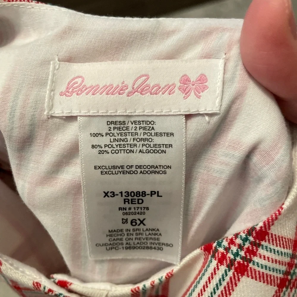 Bonnie Jean Red and White Plaid Kids Matching Set size 6X-NWOT